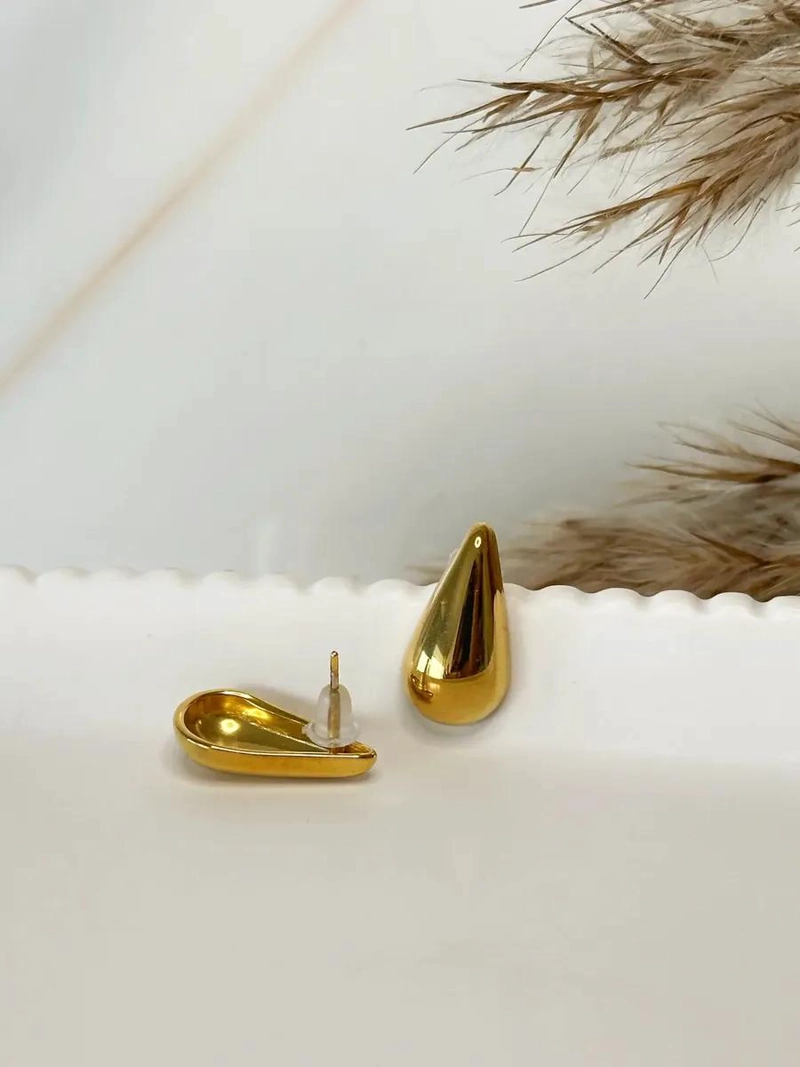 AROS GOTA DORADOS ELEGANTES PARA MUJER Y NIÑA - 4