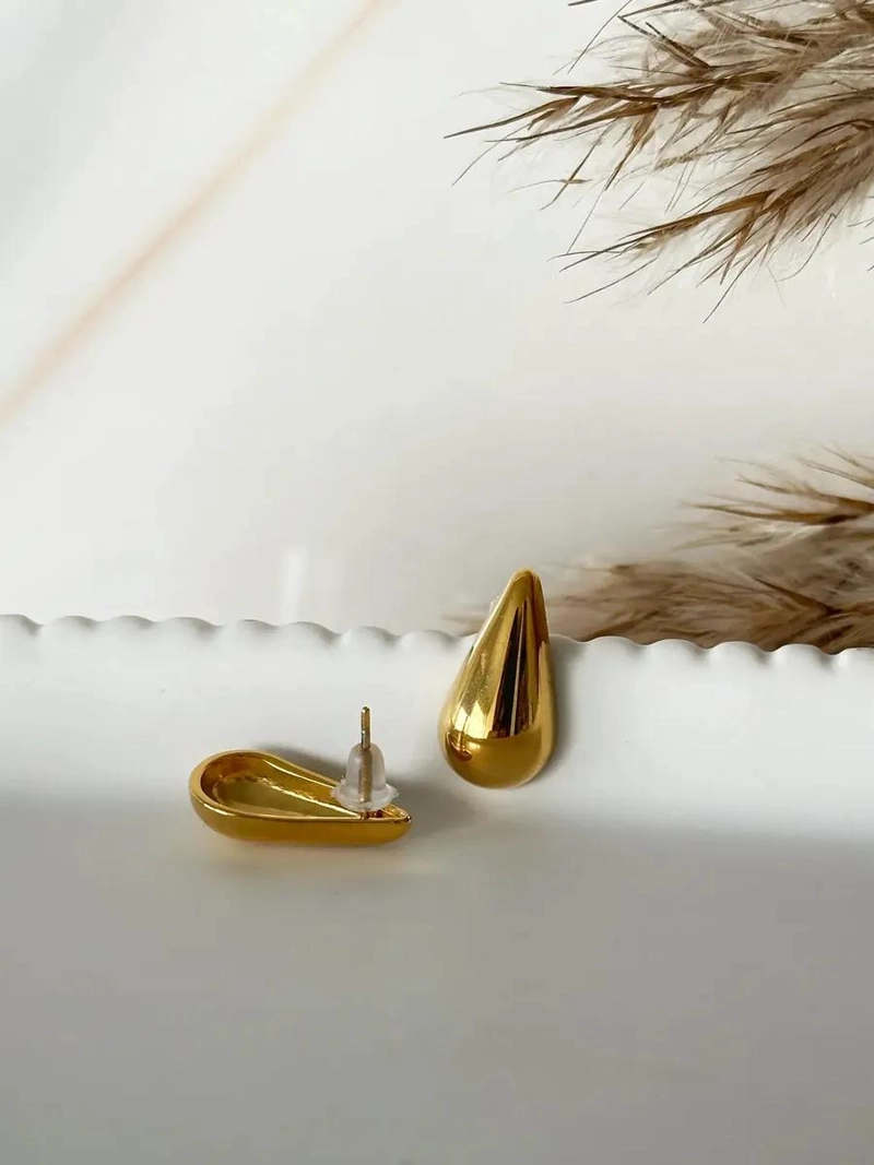 AROS GOTA DORADOS ELEGANTES PARA MUJER Y NIÑA - 5