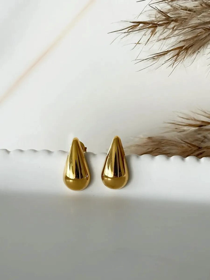 AROS GOTA DORADOS ELEGANTES PARA MUJER Y NIÑA - 6