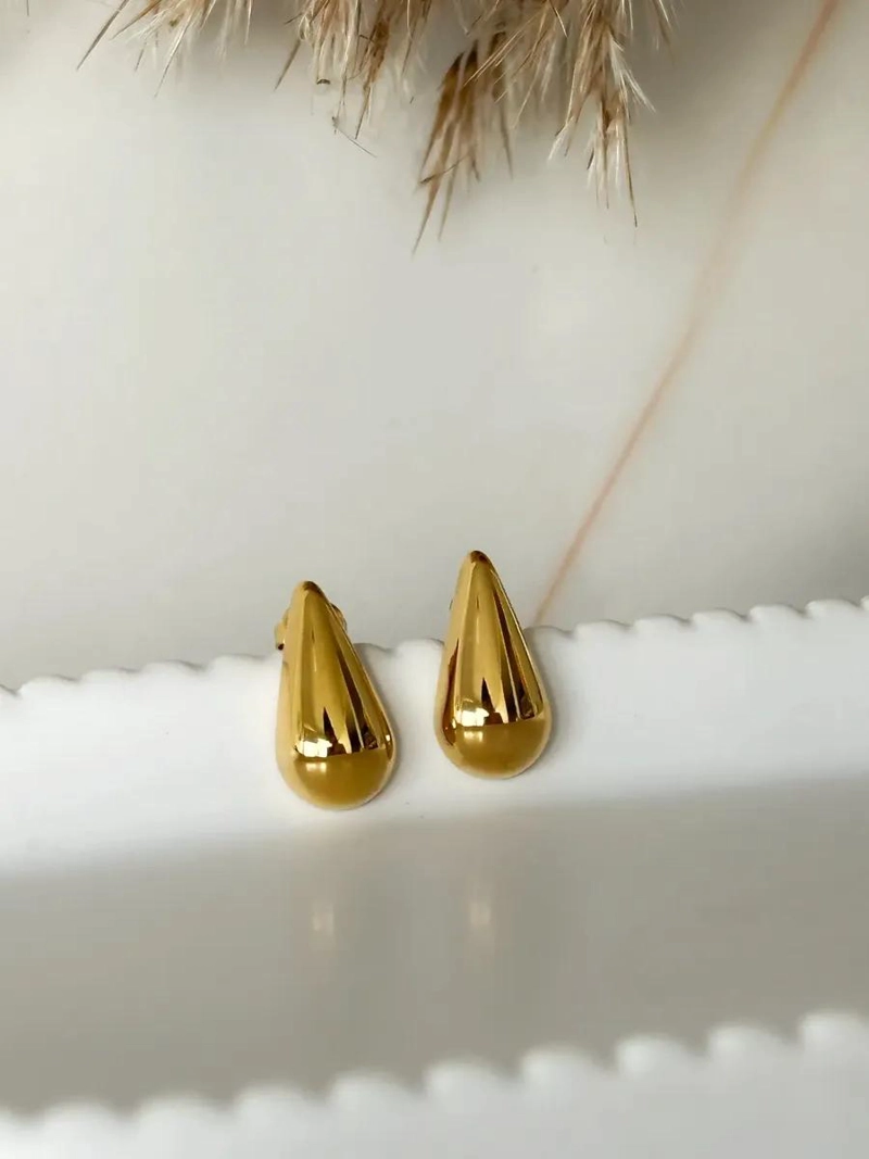 AROS GOTA DORADOS ELEGANTES PARA MUJER Y NIÑA - 7