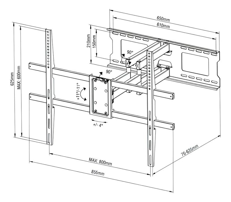 SOPORTE PARA TELEVISOR GRANDE 45-100 PULGADAS CON GIRO 180° - 3