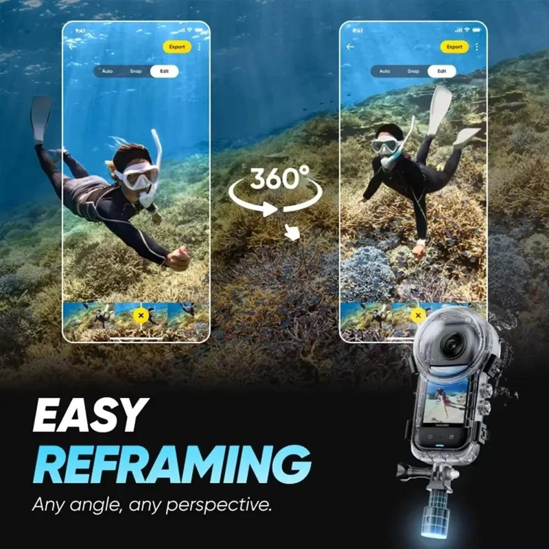 CARCASA SUBACUATICA IMPERMEABLE PARA INSTA360 X5 HASTA 60M - 3