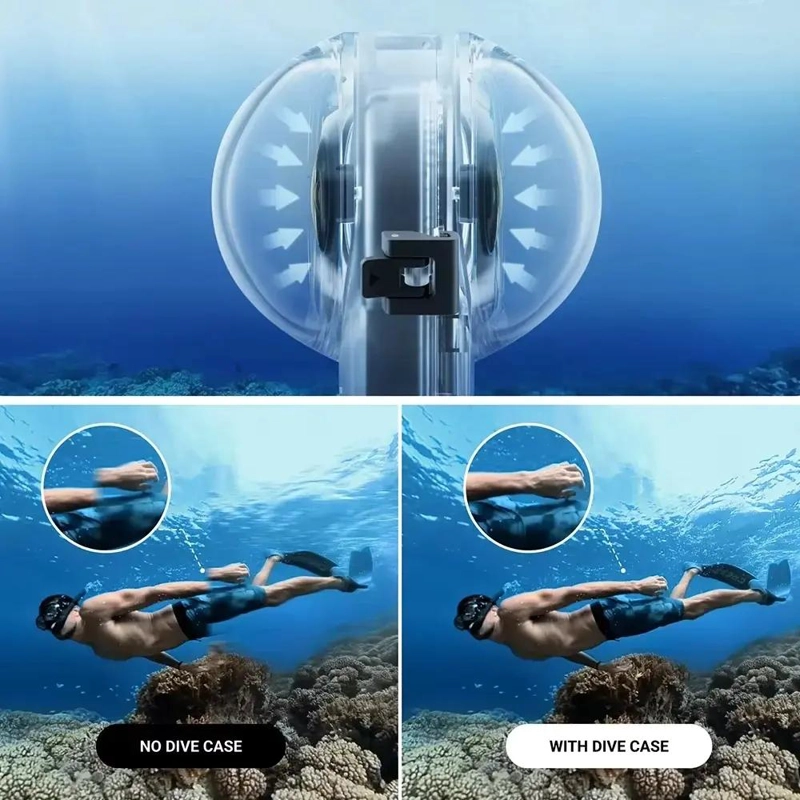 CARCASA SUBACUATICA IMPERMEABLE PARA INSTA360 X5 HASTA 60M - 5