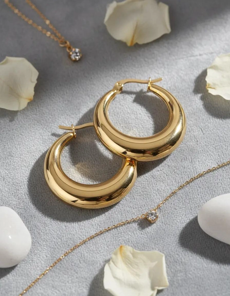 AROS PENDIENTES ARGOLLA CLIP EN ORO 18KT BAÑADO - 4