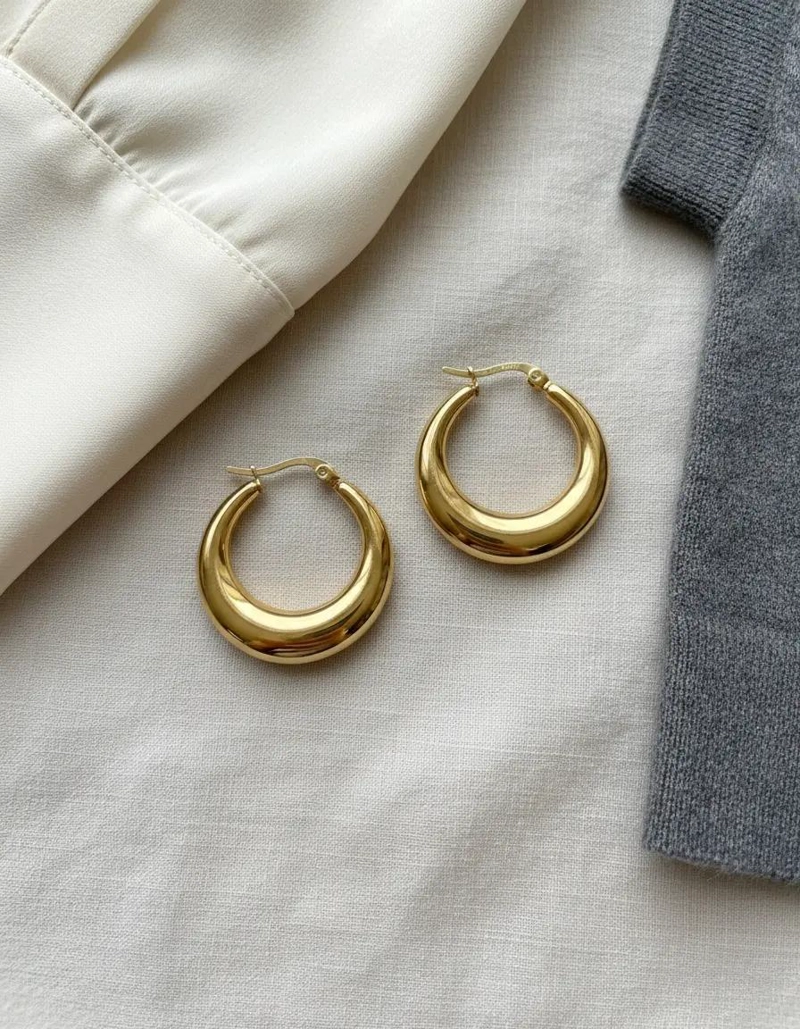 AROS PENDIENTES ARGOLLA CLIP EN ORO 18KT BAÑADO - 6
