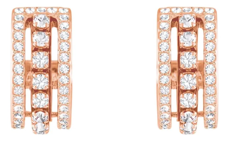 PENDIENTES DE AROS CON CRISTALES TRANSPARENTES Y ORO ROSA - 1