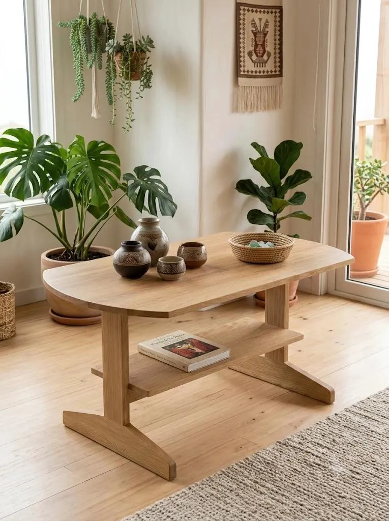 MESA DE CENTRO DOBLE NIVEL 100 CM PARA LIVING MODERNO - 1