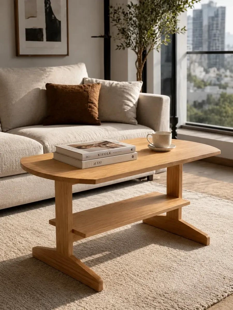 MESA DE CENTRO DOBLE NIVEL 100 CM PARA LIVING MODERNO - 6