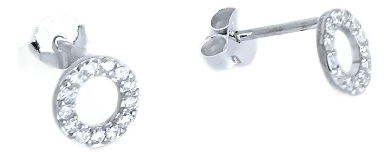 AROS DE PLATA CIRCULOS CON CIRCONES ELEGANTES Y CLASICOS - 1