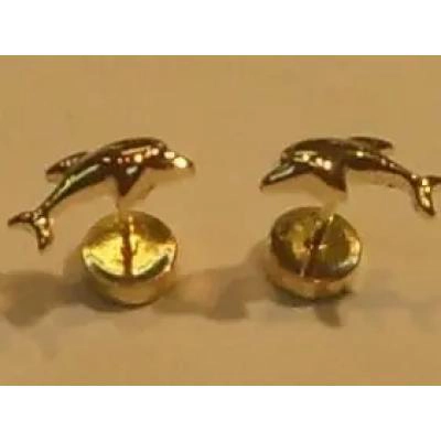AROS DE ORO PARA BEBE  CON DISEÑO DE DELFINES - 6