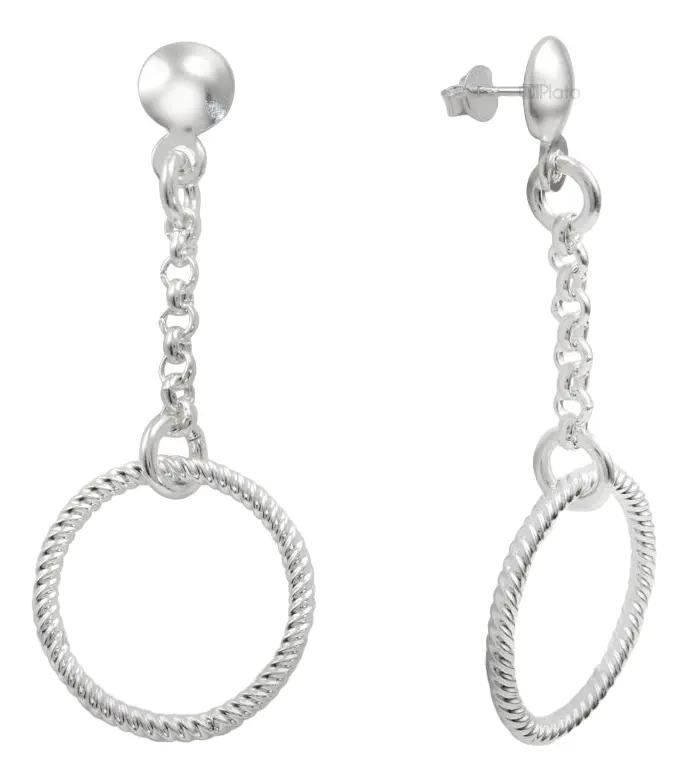 AROS COLGANTES CIRCULARES DE PLATA 925 PARA REGALO ESPECIAL - 1
