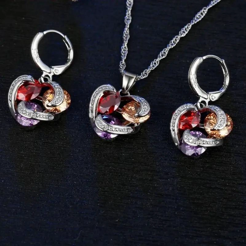 SET DE JOYAS DE PLATA 925 CON AROS Y COLLAR ELEGANTE - 4