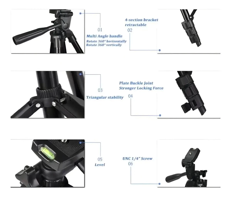 TRIPODE TELESCOPICO DE ALUMINIO PARA CAMARA Y CELULAR - 5
