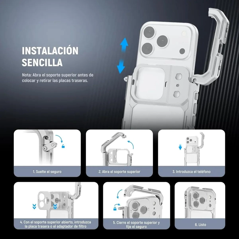 JAULA RIG PARA VIDEO Y FOTOGRAFIA MOVIL COMPATIBLE CON IPHONE 17 PRO - 3