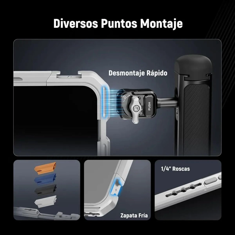 JAULA RIG PARA VIDEO Y FOTOGRAFIA MOVIL COMPATIBLE CON IPHONE 17 PRO - 6
