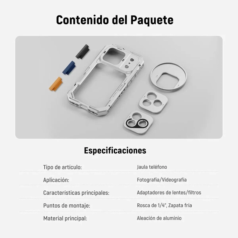 JAULA RIG PARA VIDEO Y FOTOGRAFIA MOVIL COMPATIBLE CON IPHONE 17 PRO - 8