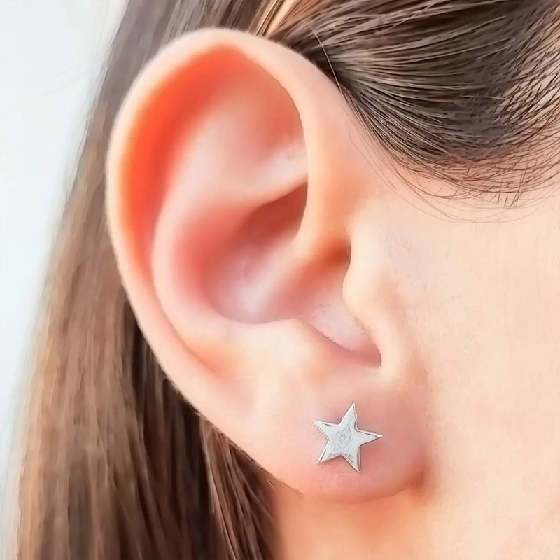AROS ESTRELLA PLANA 8MM EN PLATA FINA 925 - 2