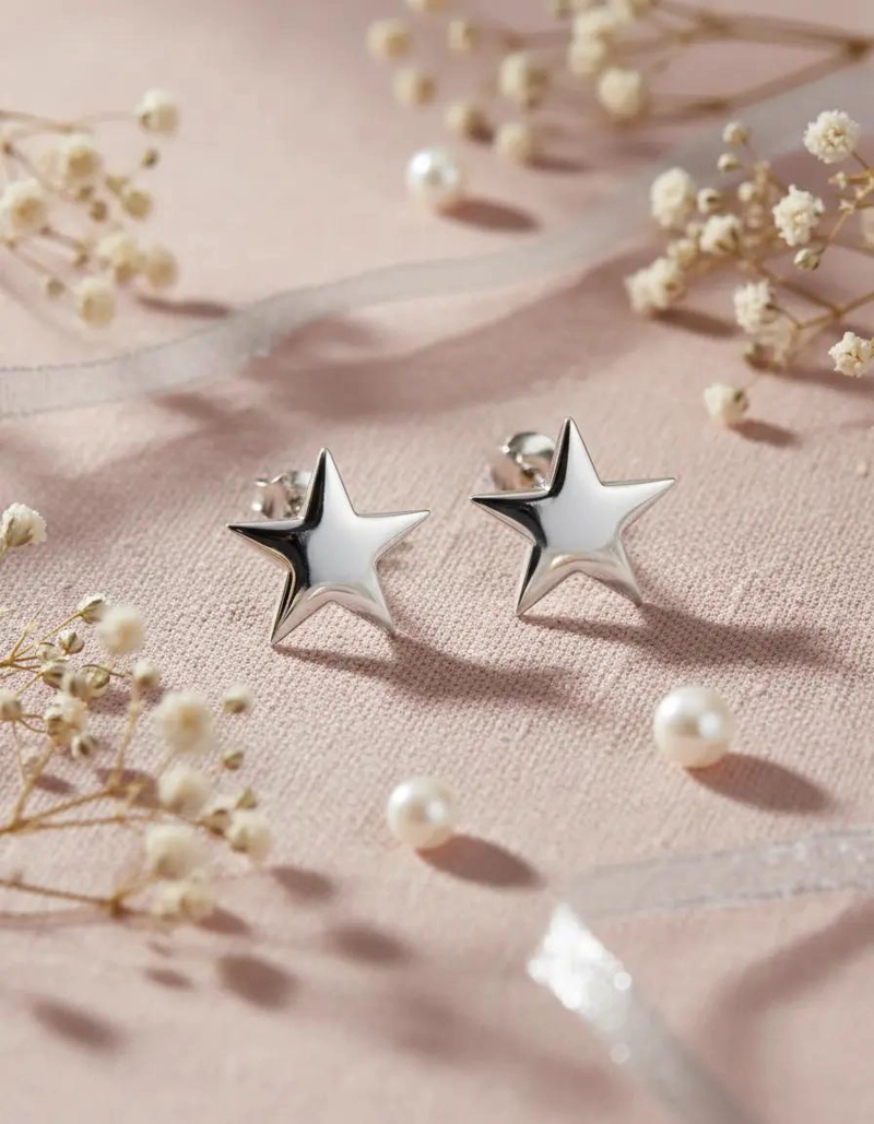 AROS ESTRELLA PLANA 8MM EN PLATA FINA 925 - 3