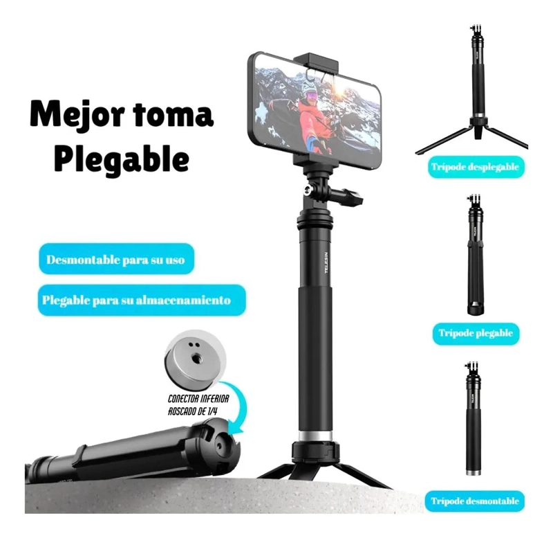BASTON SELFIE TRIPODE EXTENSIBLE PARA SMARTPHONE Y CAMARAS - 10
