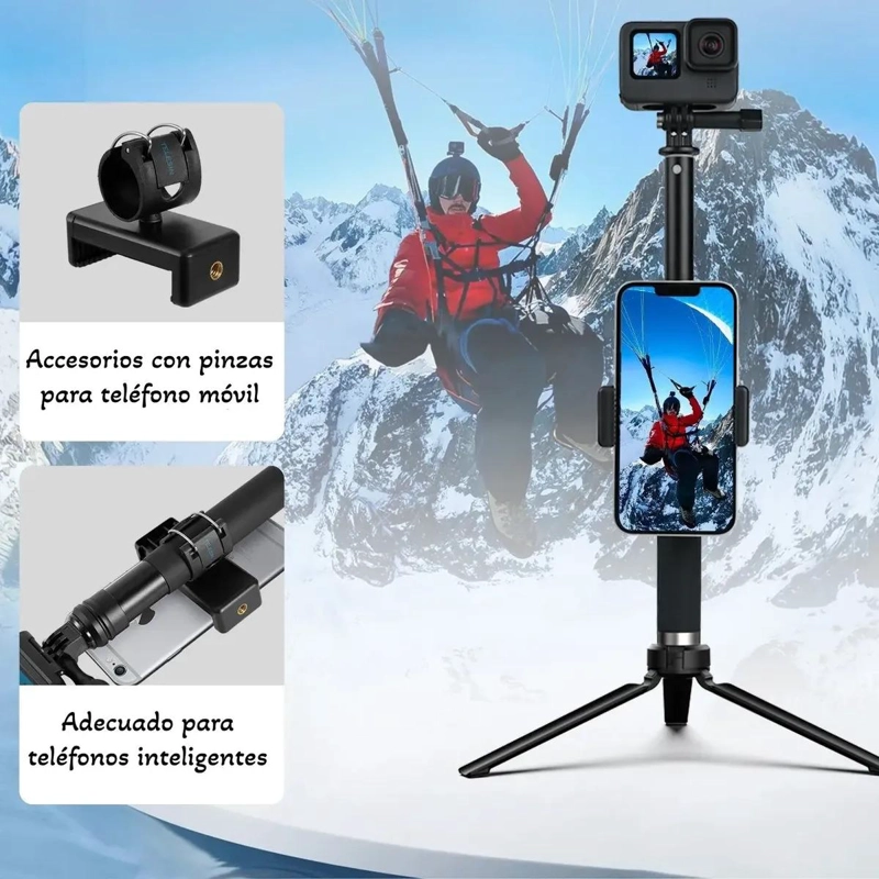 BASTON SELFIE TRIPODE EXTENSIBLE PARA SMARTPHONE Y CAMARAS - 6