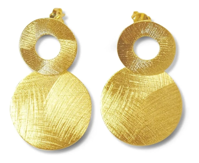 AROS SATINADOS ELEGANTES ENCHAPADOS EN ORO 18K - 1