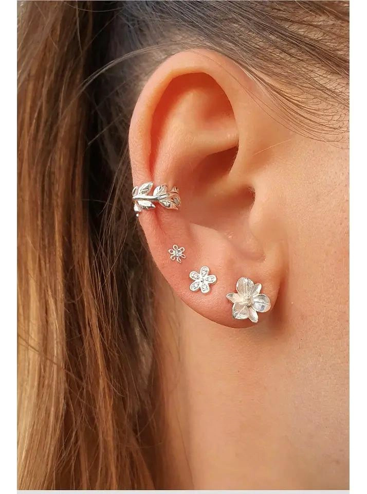 AROS DE FLOR EN PLATA FINA 925 PARA PENDIENTES - 3