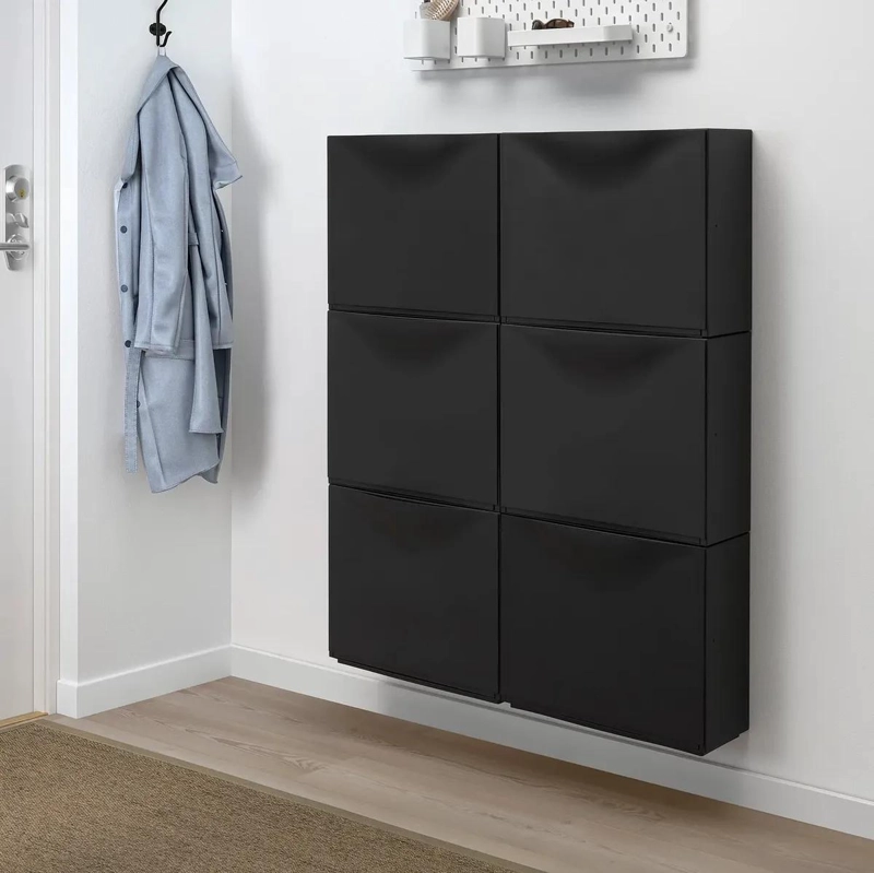 ZAPATERO PARED NEGRO APILABLE PARA ESPACIOS REDUCIDOS - 3