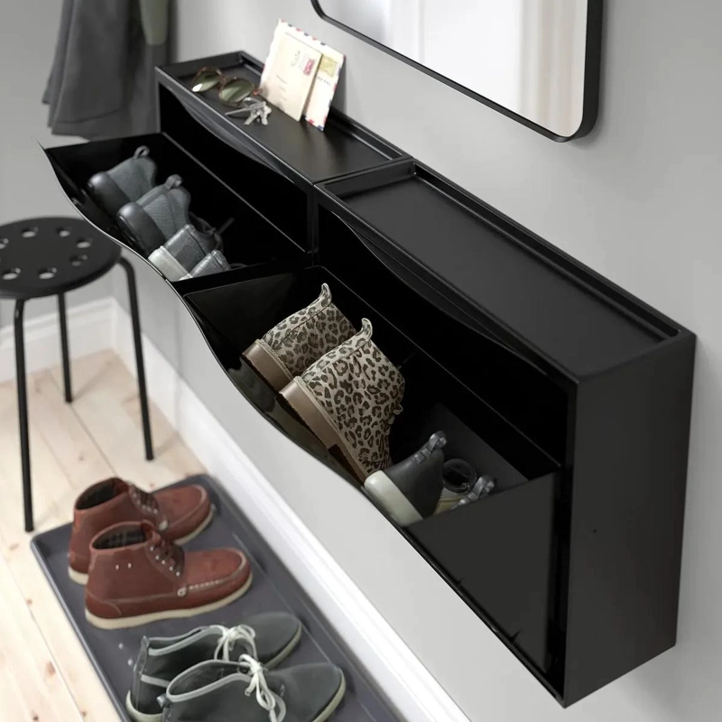 ZAPATERO PARED NEGRO APILABLE PARA ESPACIOS REDUCIDOS - 6