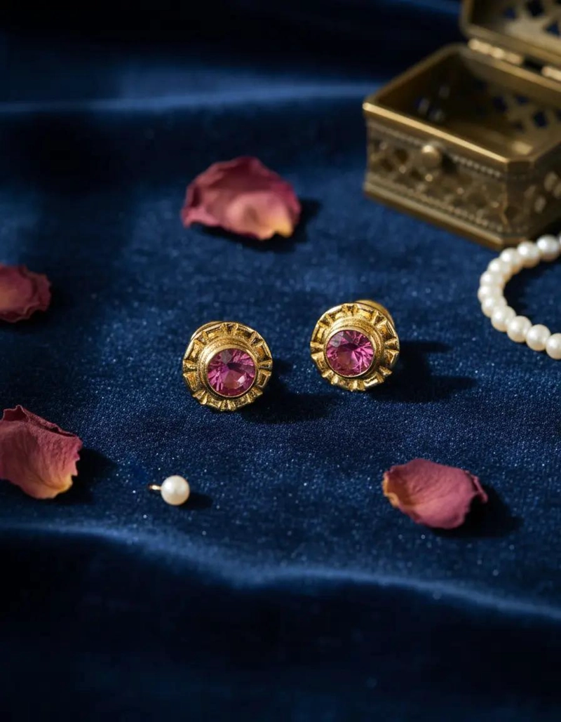 AROS DE ORO ROSA 18K CON CIRCONES PARA BEBE S Y MUJERES - 4