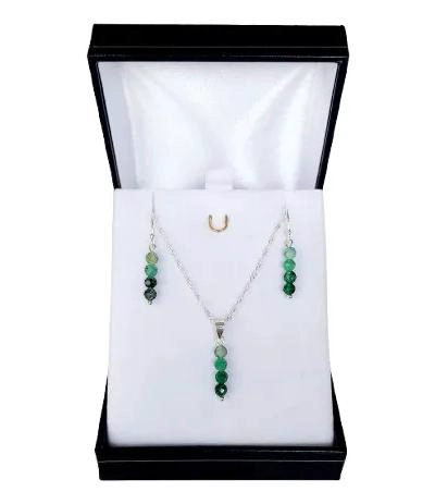 SET DE AROS Y COLLAR CON ESMERALDAS FACETADAS NATURALES - 1
