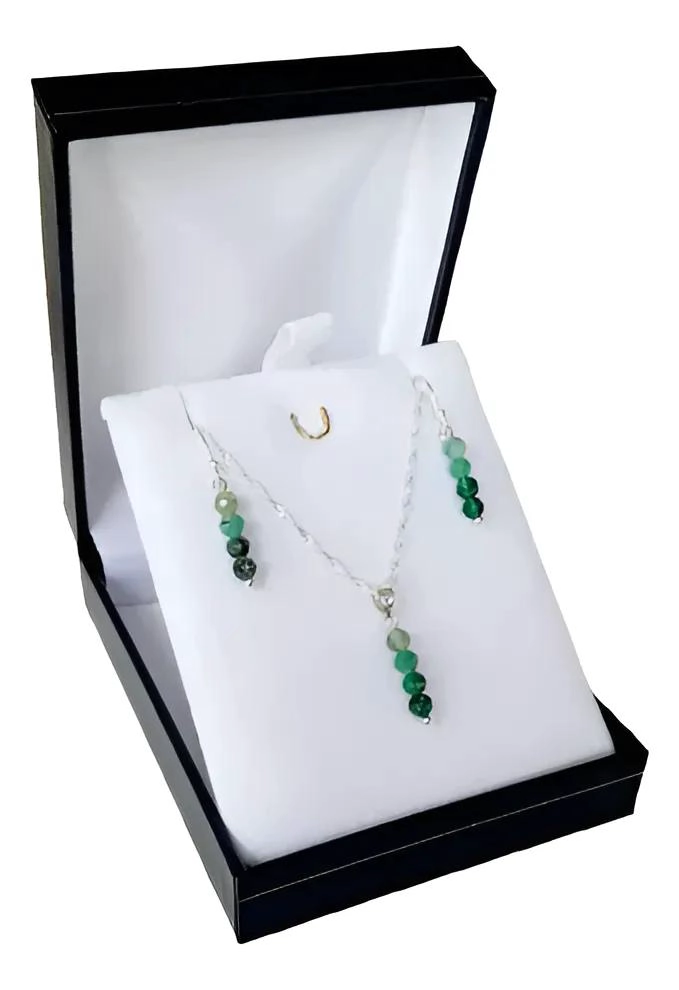 SET DE AROS Y COLLAR CON ESMERALDAS FACETADAS NATURALES - 2