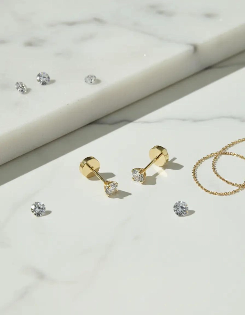 AROS DE ORO 18 KILATES CON CIRCONITAS PARA BEBE - 3