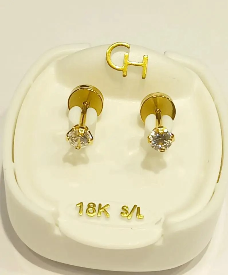 AROS DE ORO 18 KILATES CON CIRCONITAS PARA BEBE - 6
