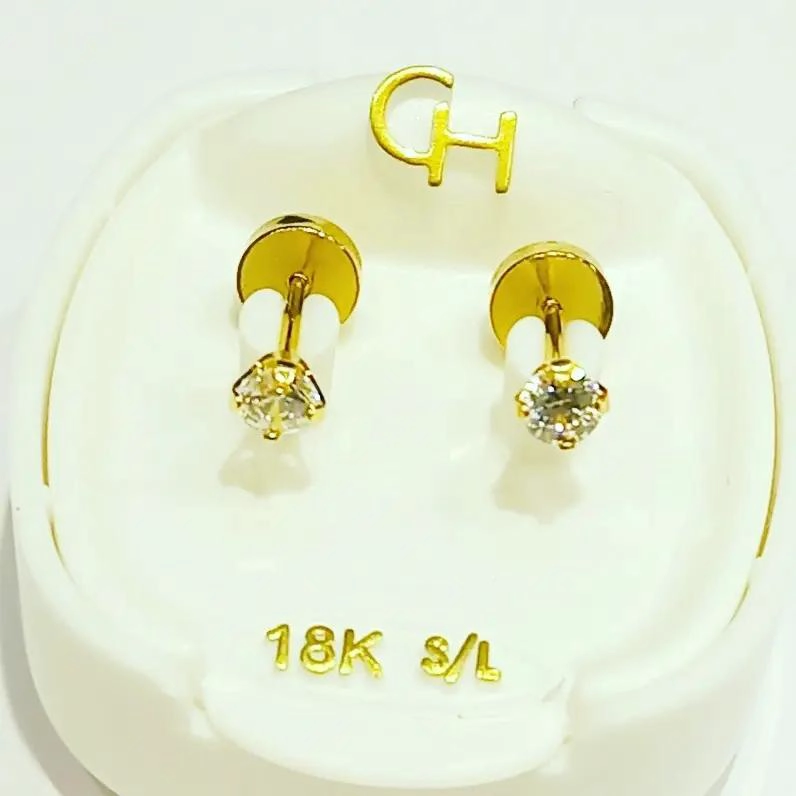 AROS DE ORO 18 KILATES CON CIRCONITAS PARA BEBE - 8
