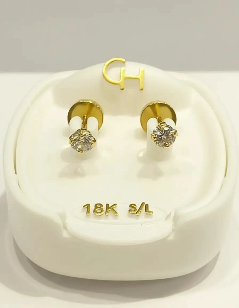 AROS DE ORO 18 KILATES CON CIRCONITAS PARA BEBE - 9