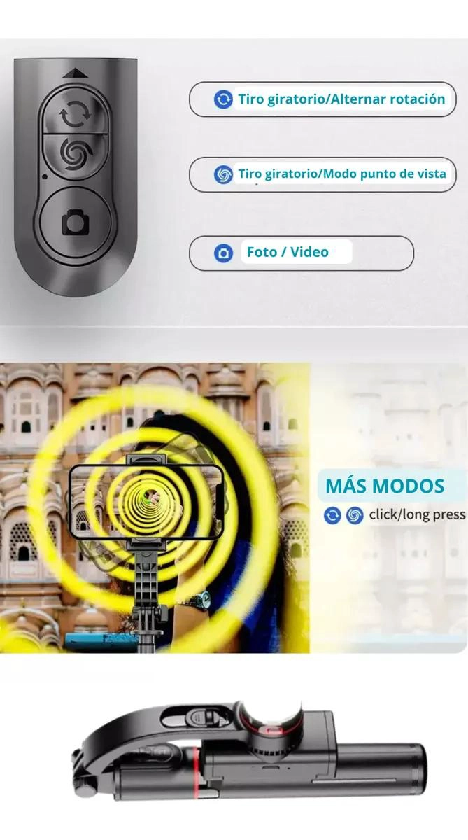 GIMBAL ESTABILIZADOR PLEGABLE CON LUZ LED Y CONTROL REMOTO - 10