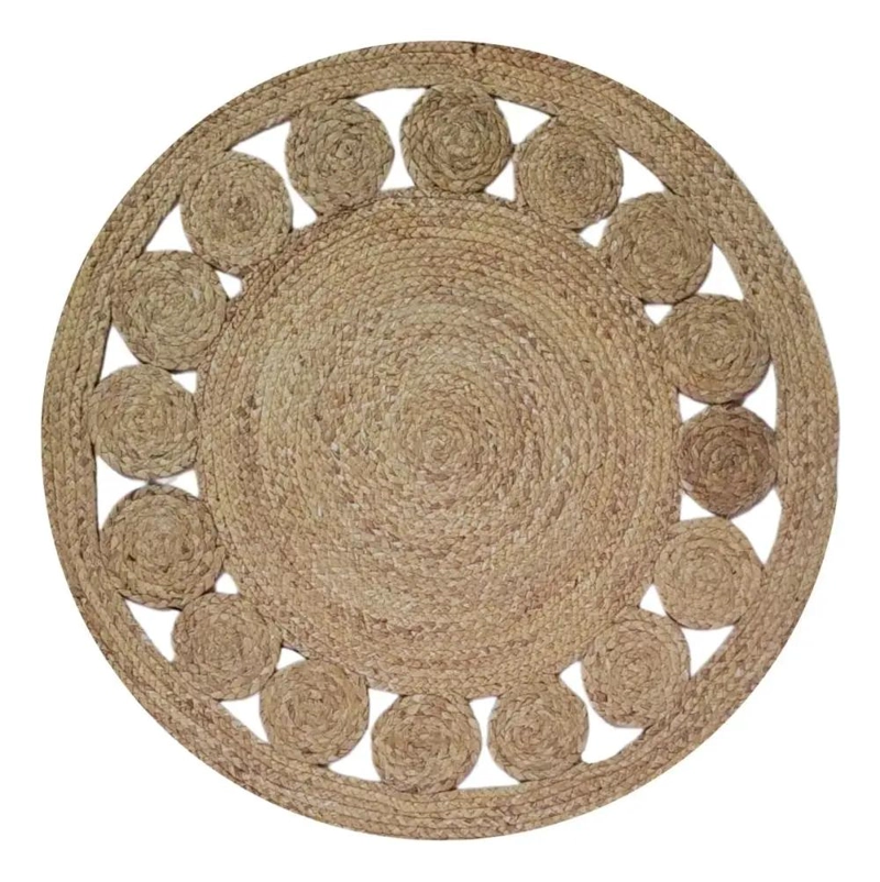 ALFOMBRA REDONDA DE YUTE NATURAL PARA DECORACION INTERIOR Y EXTERIOR - 1