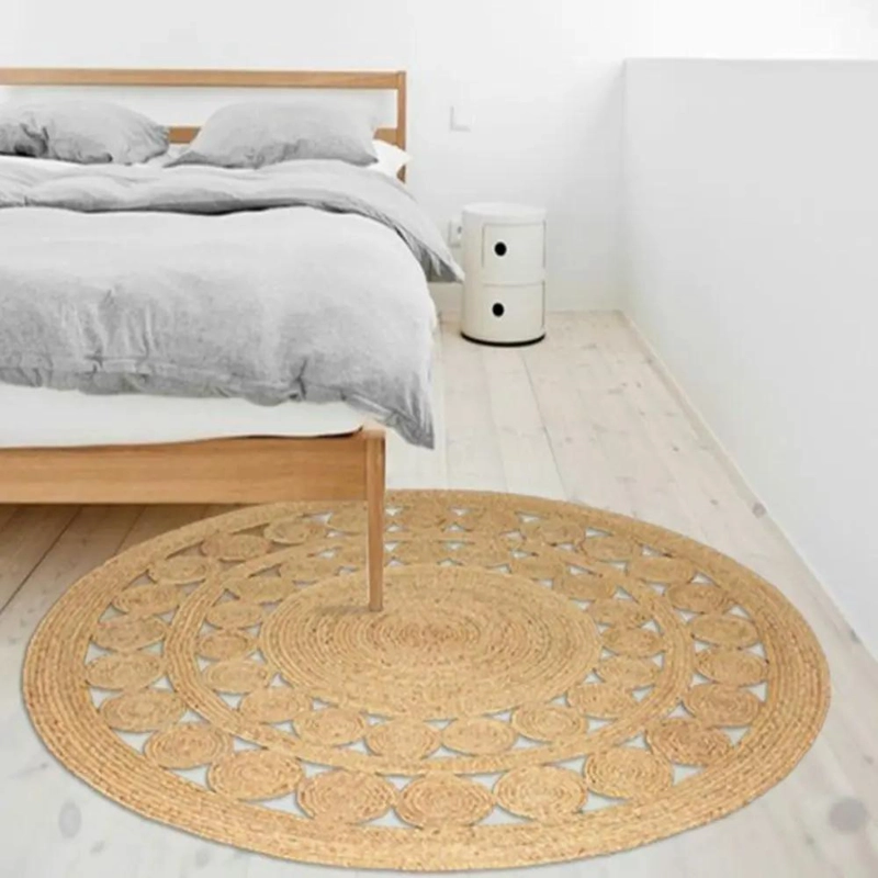 ALFOMBRA REDONDA DE YUTE NATURAL PARA DECORACION INTERIOR Y EXTERIOR - 10