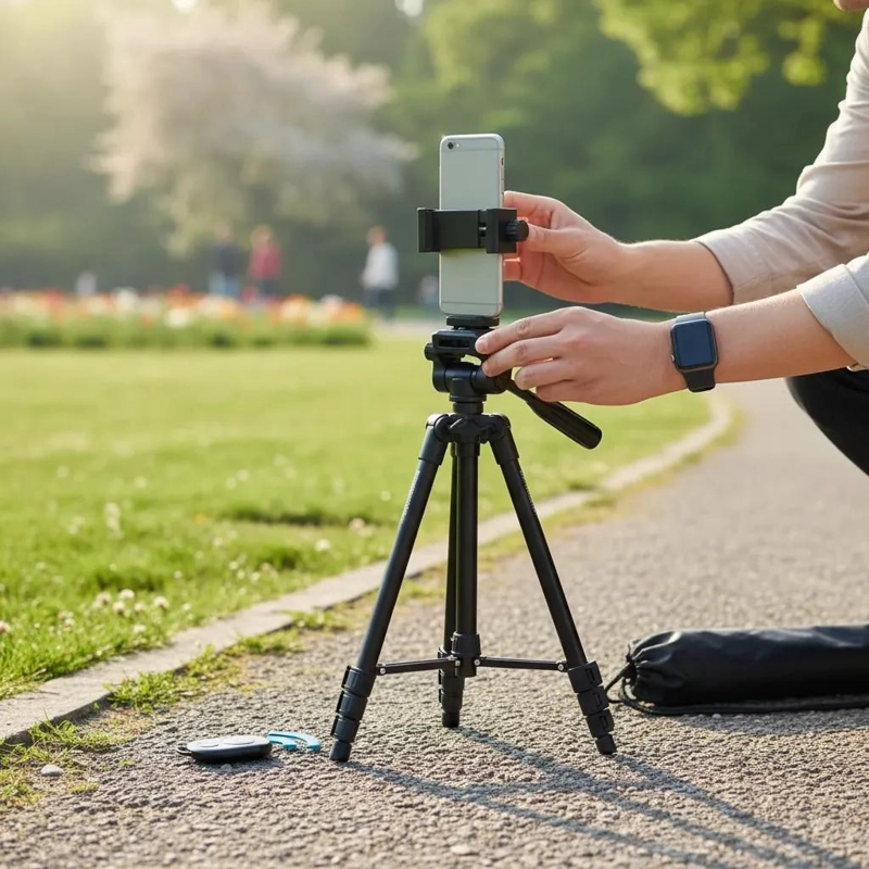 TRIPODE LIVIANO DE ALUMINIO PARA CAMARA Y CELULAR 1.25 METROS - 2