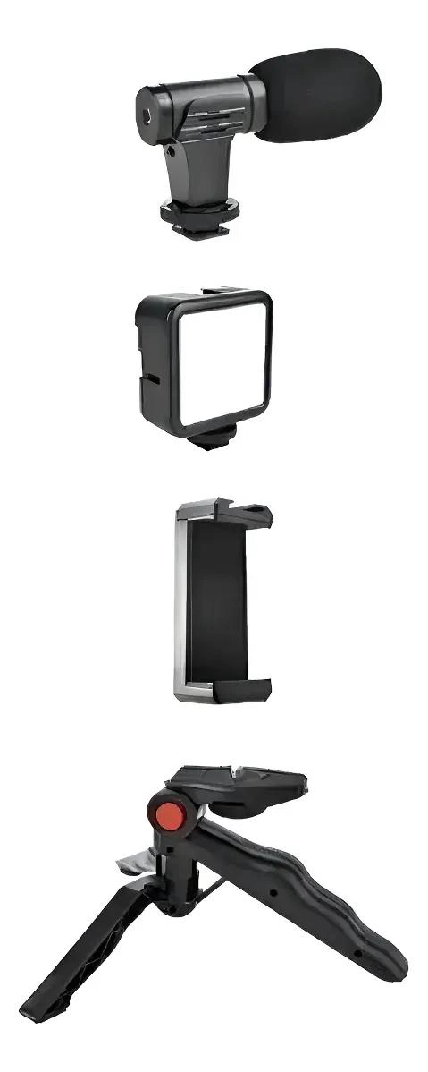 SOPORTE CELULAR CON MICROFONO Y LUZ LED PARA TRIPODE - 10