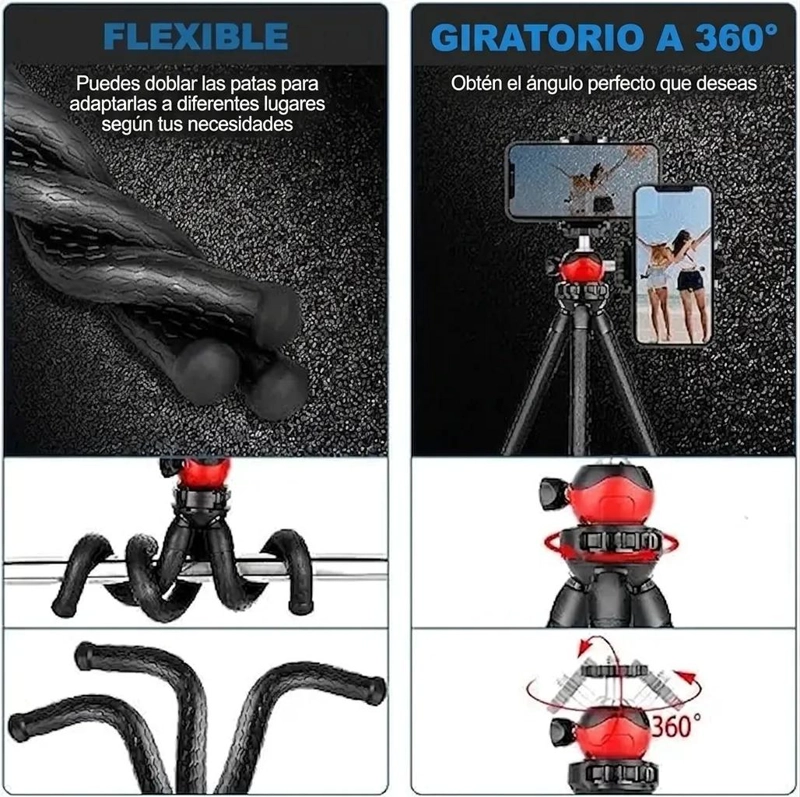 SOPORTE CELULAR CON MICROFONO Y LUZ LED PARA TRIPODE - 8