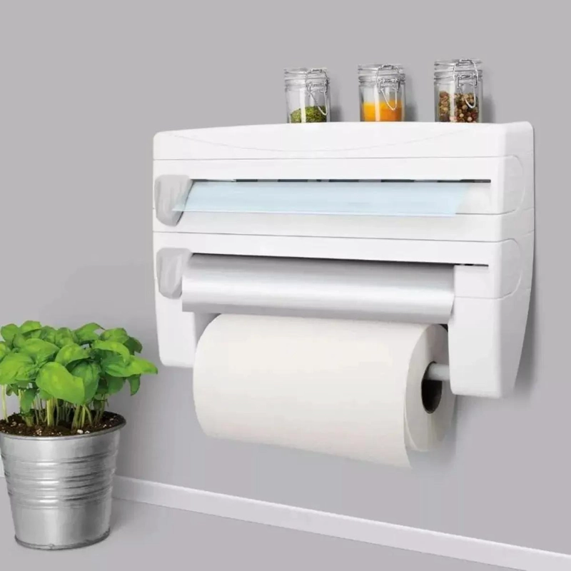 PORTARROLLOS TRIPLE DISPENSADOR PARA COCINA Y BAÑO BLANCO - 2