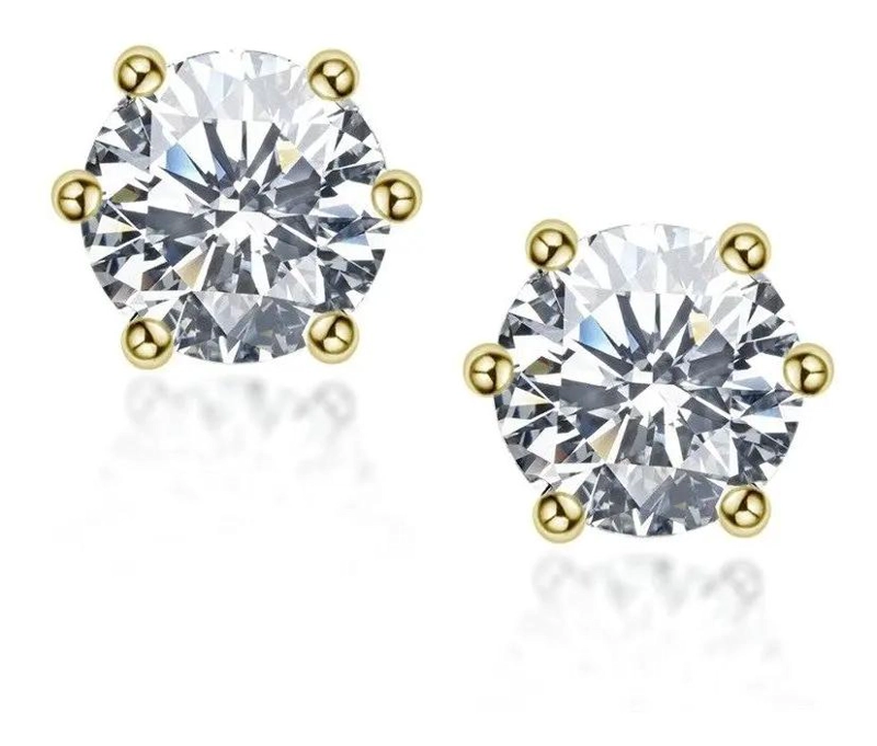 AROS DE MOISSANITA 6.5MM EN BAÑO DE ORO SOBRE PLATA - 2