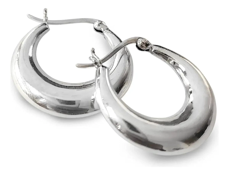 AROS DE ARGOLLA EN PLATA FINA 925 DE 25MM ELEGANTES - 1