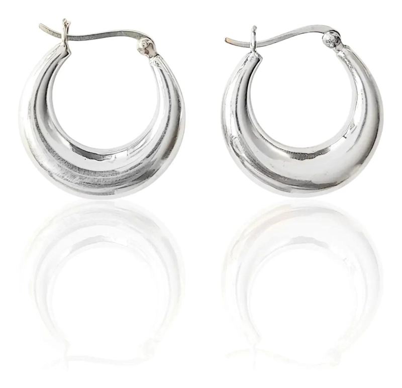 AROS DE ARGOLLA EN PLATA FINA 925 DE 25MM ELEGANTES - 2