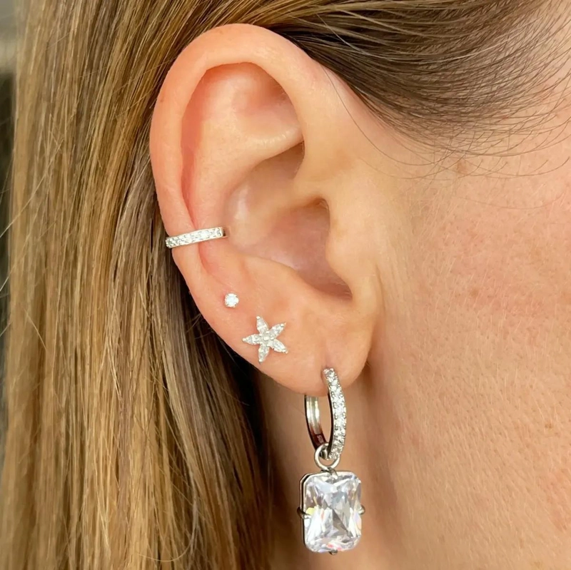 ARGOLLAS COLGANTES DE PLATA 925 CON CIRCON BRILLANTE - 2