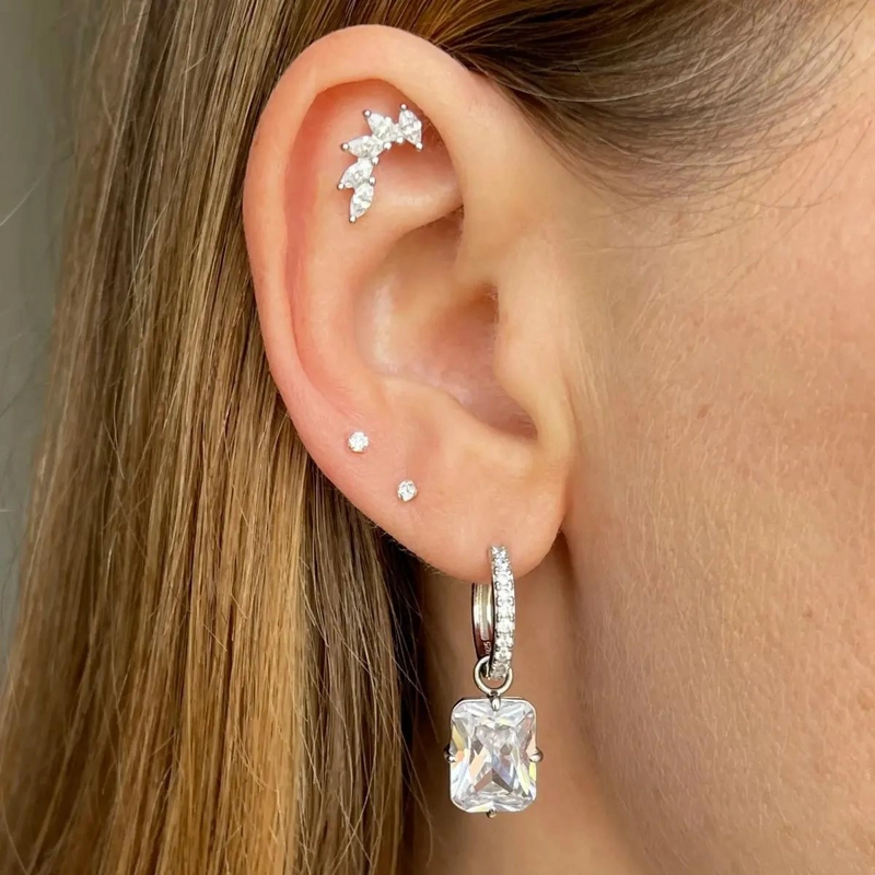 ARGOLLAS COLGANTES DE PLATA 925 CON CIRCON BRILLANTE - 3