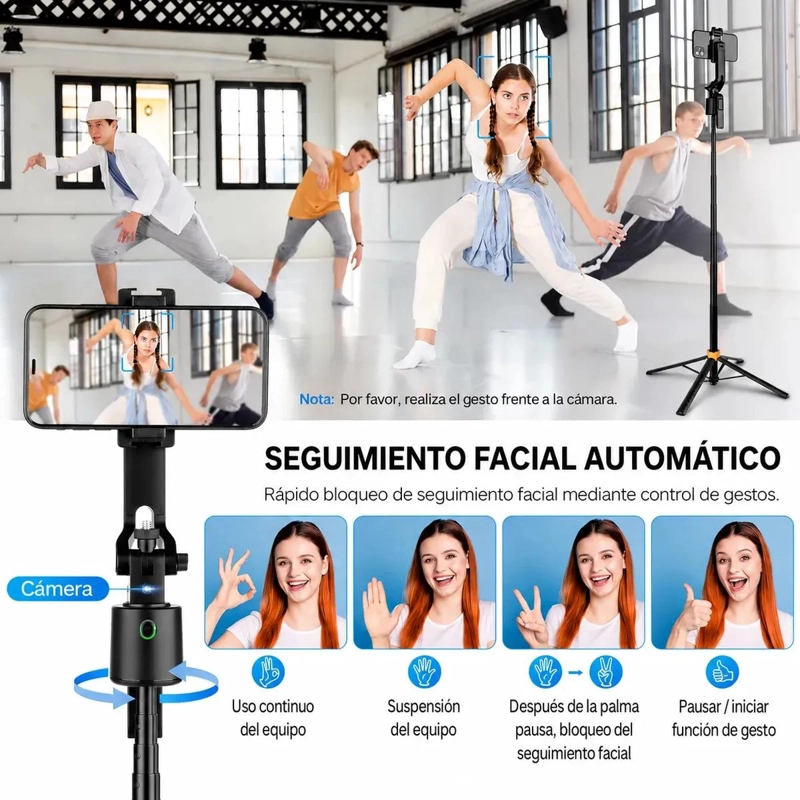 TRIPODE Y PALO SELFIE 2 EN 1 CON SEGUIMIENTO FACIAL 360° - 3