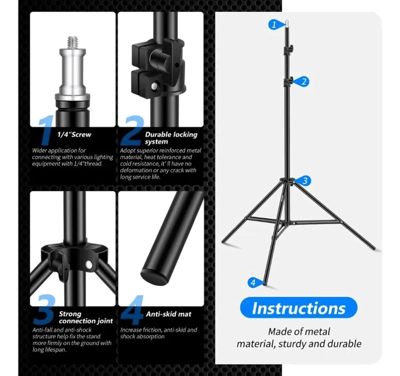 TRIPODE AJUSTABLE PARA FOTOGRAFIA DE 92 A 200 CM - 6