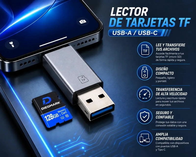 KIT DE LECTOR DE MEMORIA Y TARJETA MICRO SDXC DE 128GB - 7
